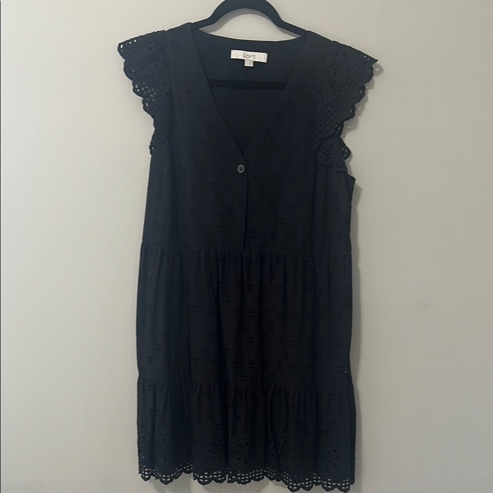 Loft Black Eyelet Dress